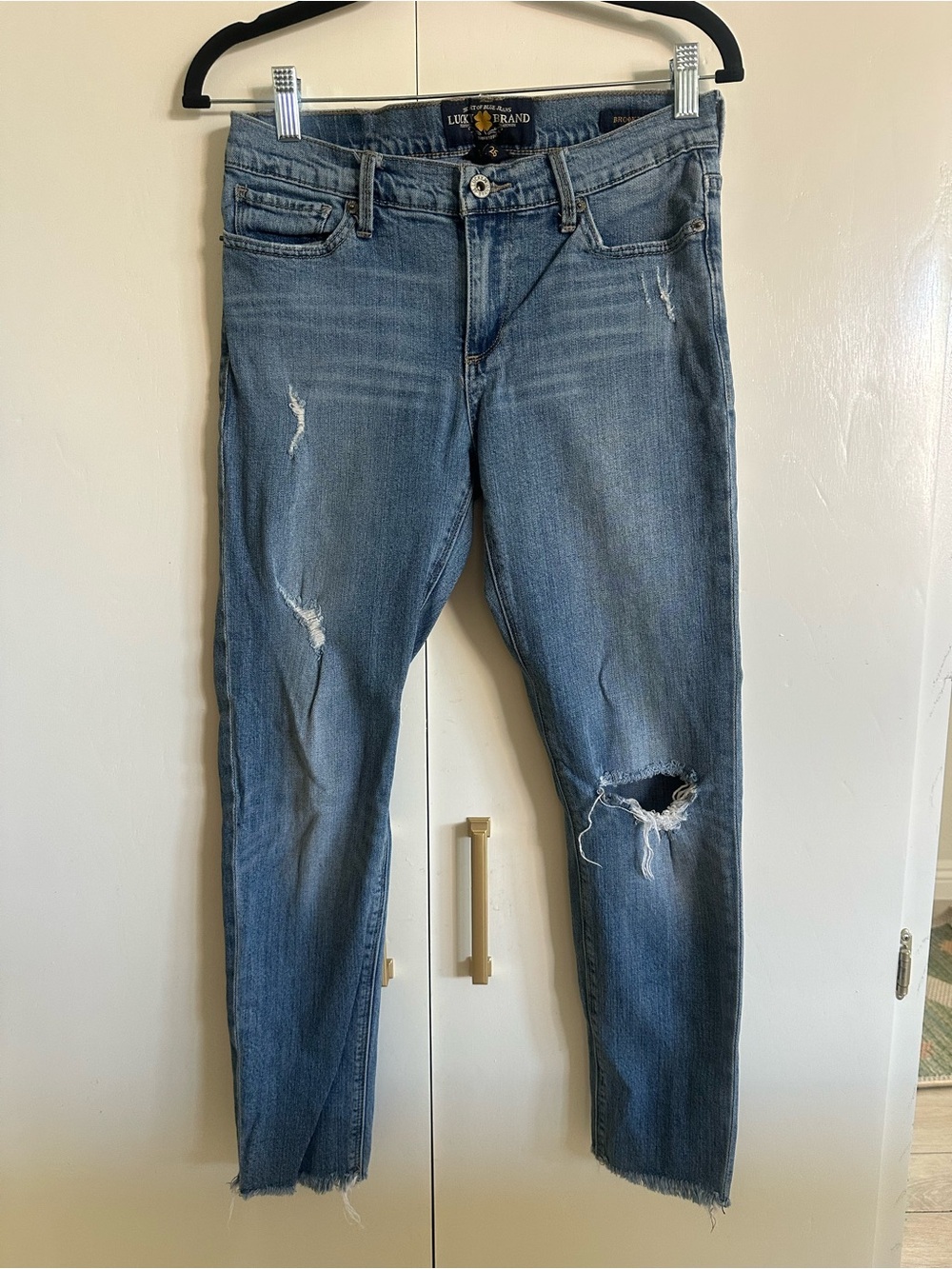 Lucky Brand Women's Distressed Light Blue Capri Jeans